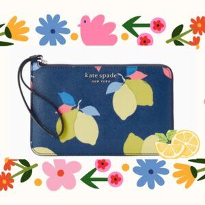 🍋 Kate Spade Cameron Lemon Zest Medium Wristlet